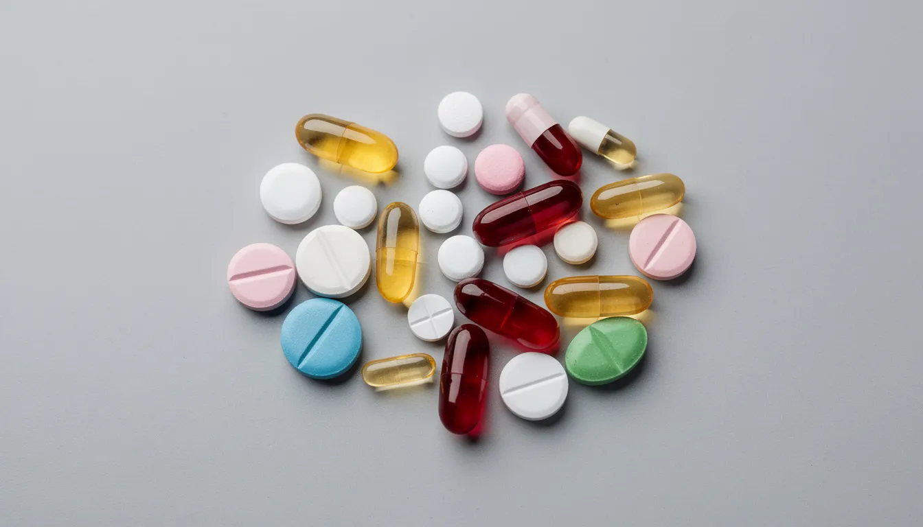 De afbeelding toont verschillende soorten medicijntabletten op een neutrale achtergrond, waaronder tabletten die vaak gebruikt worden voor de orale toediening bij psychische stoornissen en neurologische aandoeningen, zoals baclofen. Deze tabletten zijn essentieel voor patiënten die lijden aan ernstige spasticiteit of andere gerelateerde symptomen.